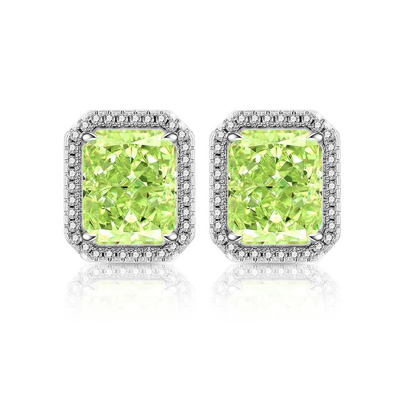 925 Sterling Silver Ice Flower Cut Rectangular Stud Earrings High Carbon Diamond Earrings Birthday Anniversary Party Gift