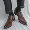 Men Formal High Heels Men Height-increasing Business Fashion Pointed-toe Cuban Men Shoes Wedding Banquet Shoes Sizes 38-46