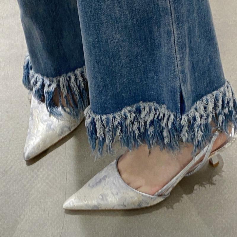 2025 women's summer new sexy pointed stiletto sandals outdoor banquet party shallow mouth ladies buckle high heels 34--40 size