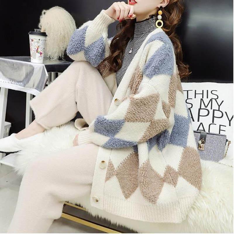 Knitted Cardigan Women's Fall/winter Loose Sweater Jacket Plus Size Women's Trend