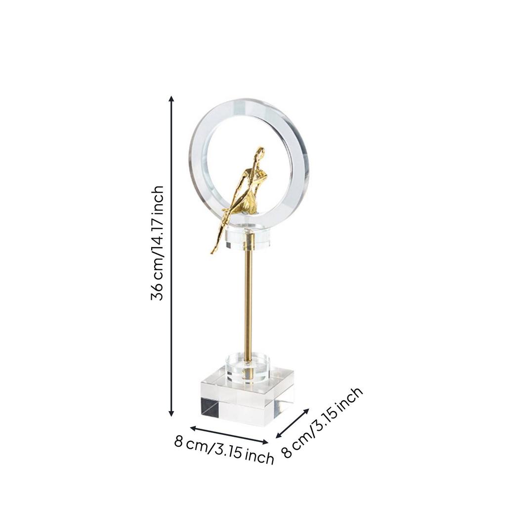 Human Figure Sculpture Abstract with Glass Base Modern Art Statue