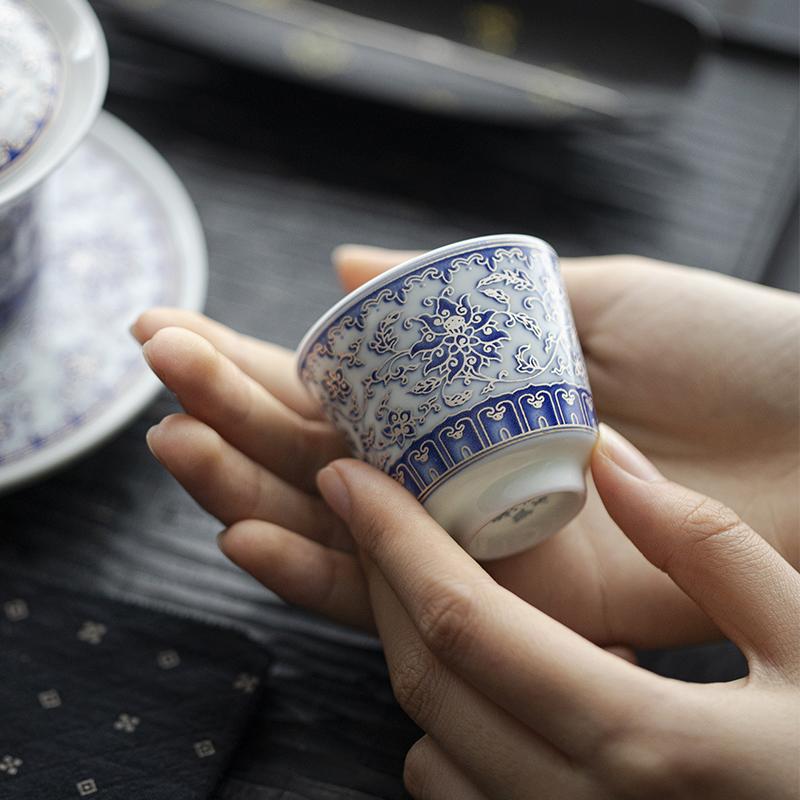 45ml   Entangled Lotus Master Cup Household Tea Cup Handmade Tea Bowl Smelling Cup Teaset Supplies Ornaments