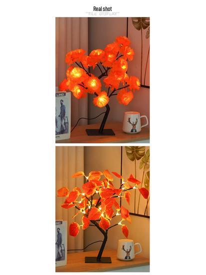 LED Cherry Blossom & Peach Phalaenopsis Table Lamp - Christmas Tree Room Decor Night Light
