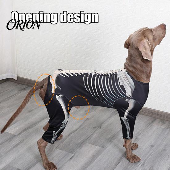 Comfortable Dog Outfit for Party Skeleton Costume, Print Four-legged Outfit, Spooky Funny Suit Cool Pullover Shirt Halloween Cosplay Costume