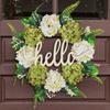 Holiday Hello Simulation Garland Door Decoration Hydrangea Rattan Ring Window Decoration Wall Hanging