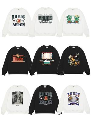 RHUDE Herren Lockerer Baumwoll-Hoodie mit Buchstabenprint - Europäischer & Amerikanischer Trend