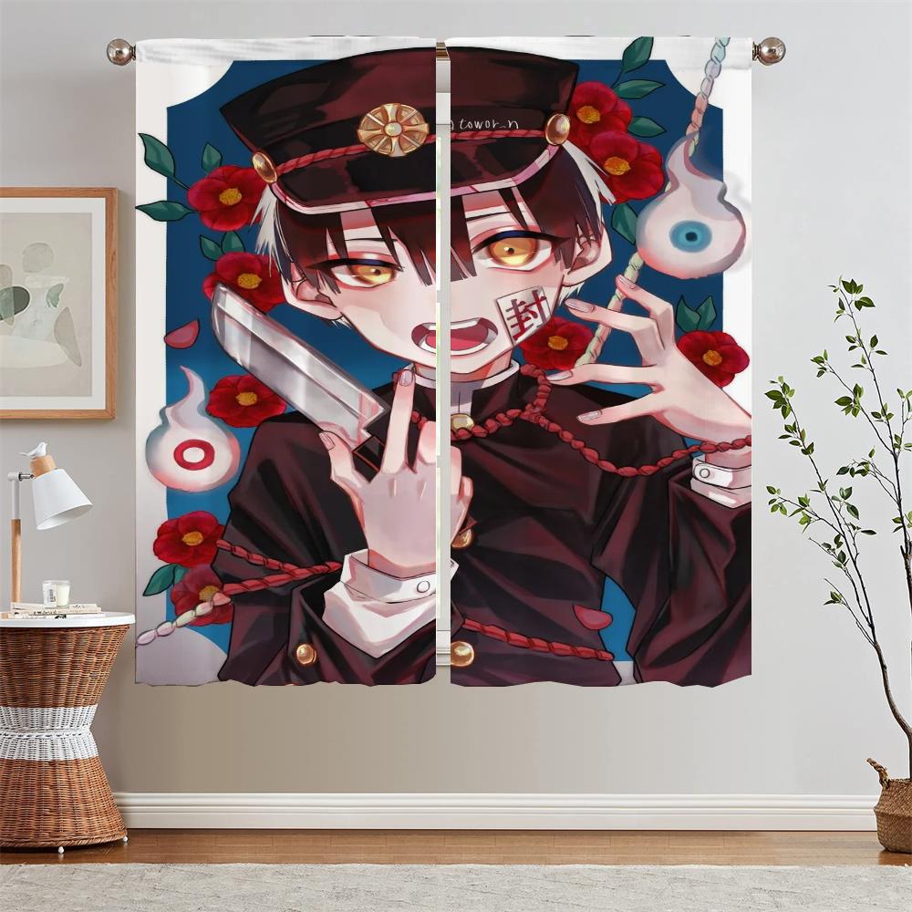 Hanako Kun Verdunkelungsvorhang Raffhalter Schlafzimmervorhänge 2 Stück Luxus Wohnzimmervorhänge für Kamera Locken Jalousie Jalousien Küche