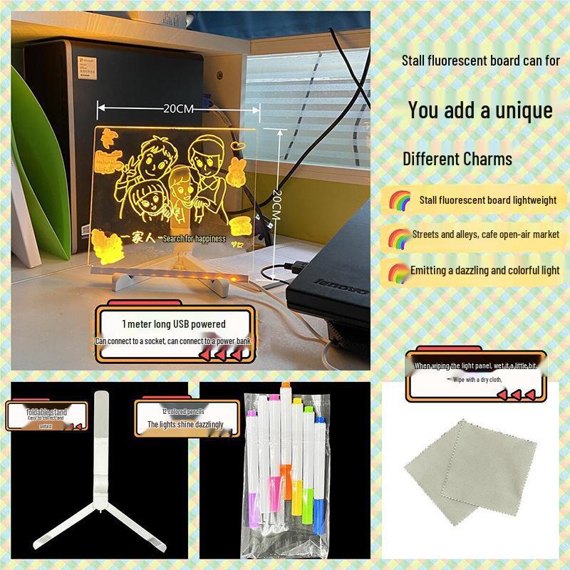 Kids' DIY Luminous Acrylic Message Board: Light-Up Drawing & Writing Display