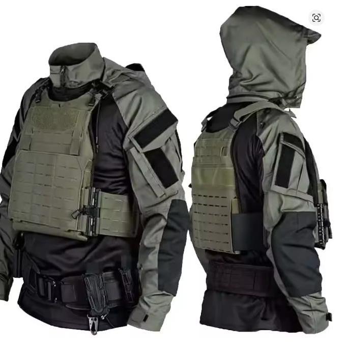 Tactical Combat Shirts Men Long Sleeve Breathable T-shirt Camo Hooded Quick-dry CS Paintball T-Shirt Tops Wear-resisting