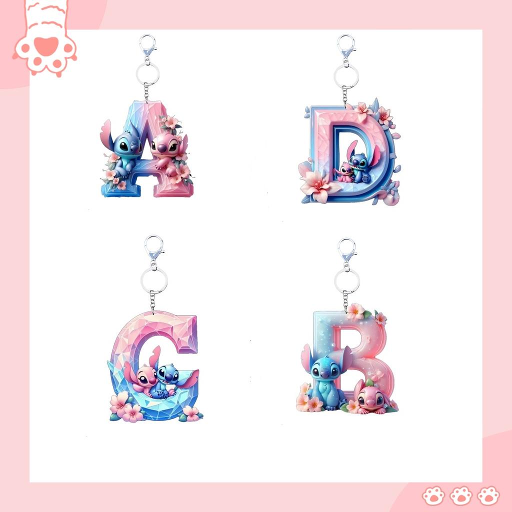 stitch acrylic cute keychain cartoon flat 2D stilt English letters ornament doll cartoon birthday gift halloween