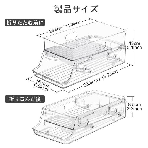 Foldable Can Storage Rack for 500ml Cans, Double-Layered Refrigerator Storage Rack with Space-Saving, Easy-Access Can Dispenser, Transparent Can, Beer