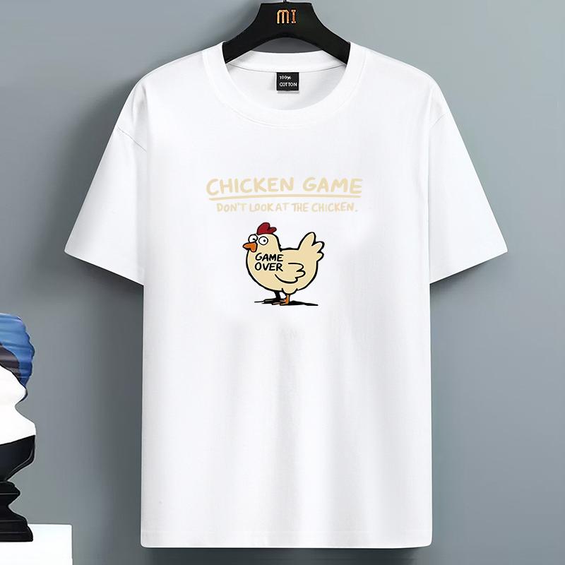 Fashion pattern Tshirt 100 cotton simple print casual daily outdoor outfit loose Tshirt S