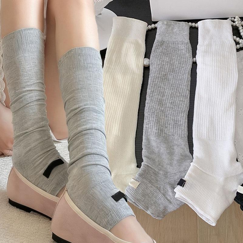 Knitted Cotton Leg Warmers Women Knee Half-length Long Socks Soft Breathable Plush Lolita Harajuku Schoolgirl Comfort Calf Socks