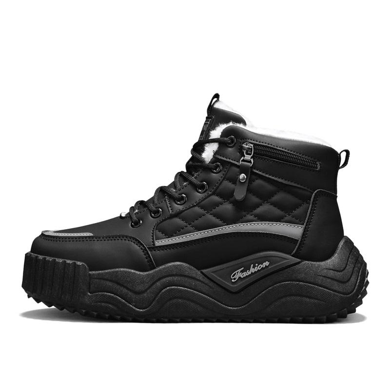 Men's comfort outdoor casual shoes winter plus size high top plush fashion slip-resistant wear-resistant thick sole cotton shoes