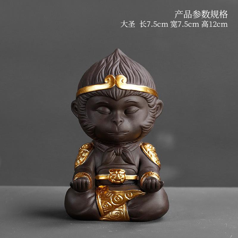 Keramik aus violetter Tonerde Sun Wukong Tee-Haustier-Boutique Kann aufgezogen werden, Auto-Ornamente, Affen-Teeset-Dekorationen