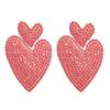 Digadagu Metallic Colorful Rhinestone Heart Earrings Women's Pop Exaggerated Dangle Earrings Party Jewelry Accessories