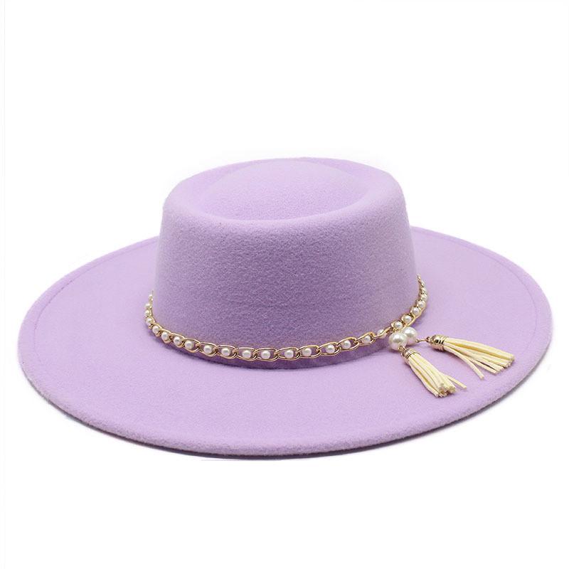 Men Women Wool Felt Round Crown Wide Brim Sun Protection For Travel Outdoor