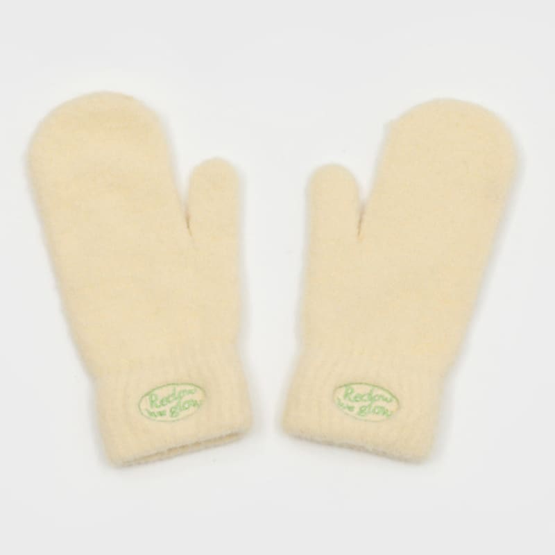 RECLOW FLUFFY LOGO MITTEN GLOVE LEMON