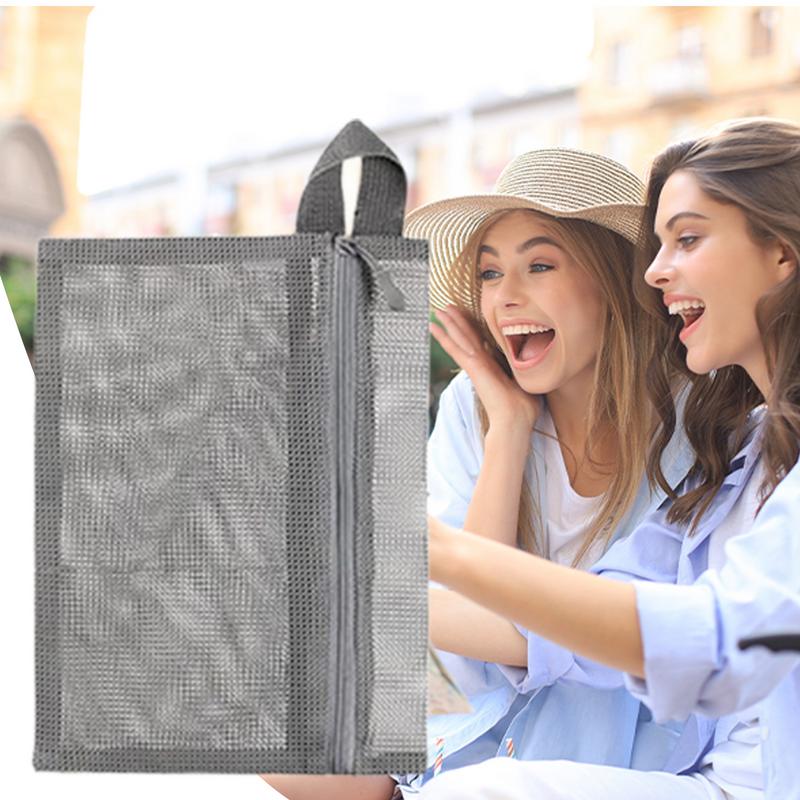 Mesh Zipper Bags Mesh Wash Bag Multi-functional Organizer Portable Toiletry Tote For Stationery Cosmetics Toiletries Home Dorm