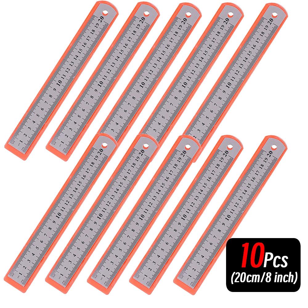 10P 15-30cm Stainless Steel Metal Straight Ruler Precision Double Sided Precision Measuring Tool Scale Metric Ruler Accessories