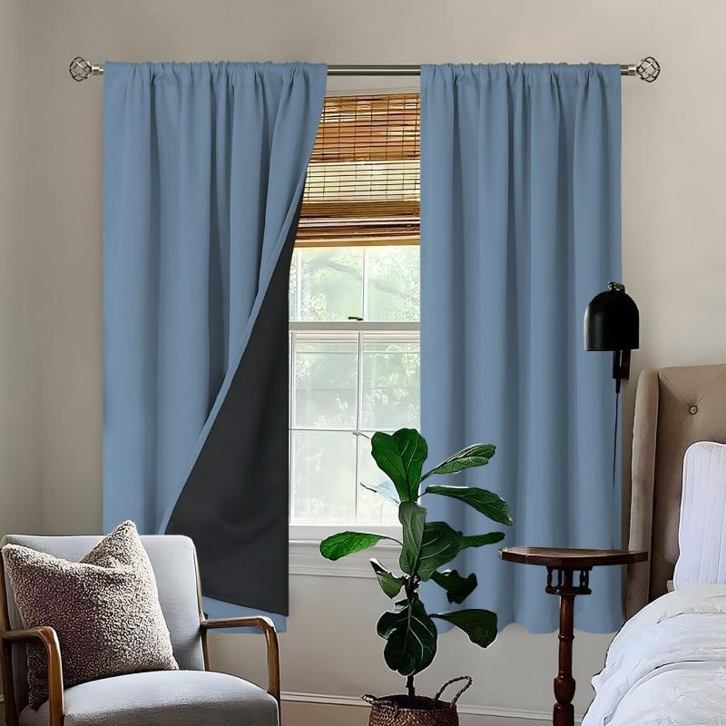 100% Blackout Curtains Coated & LaminatedThermal Insulated, Rod Pocket – Solid Blackout Drapes for Bedroom, Living Room, Home Theater Decor
