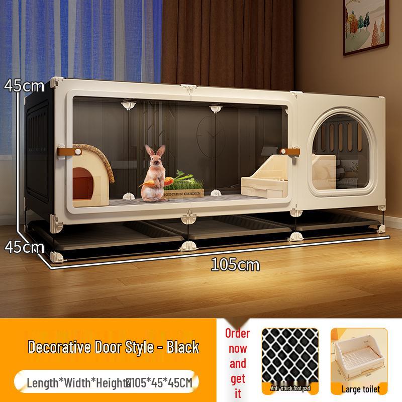 Großer Kaninchenkäfig mit integrierter Toilette für Zuhause - Geeignet für Meerschweinchen und Zierhaustiere