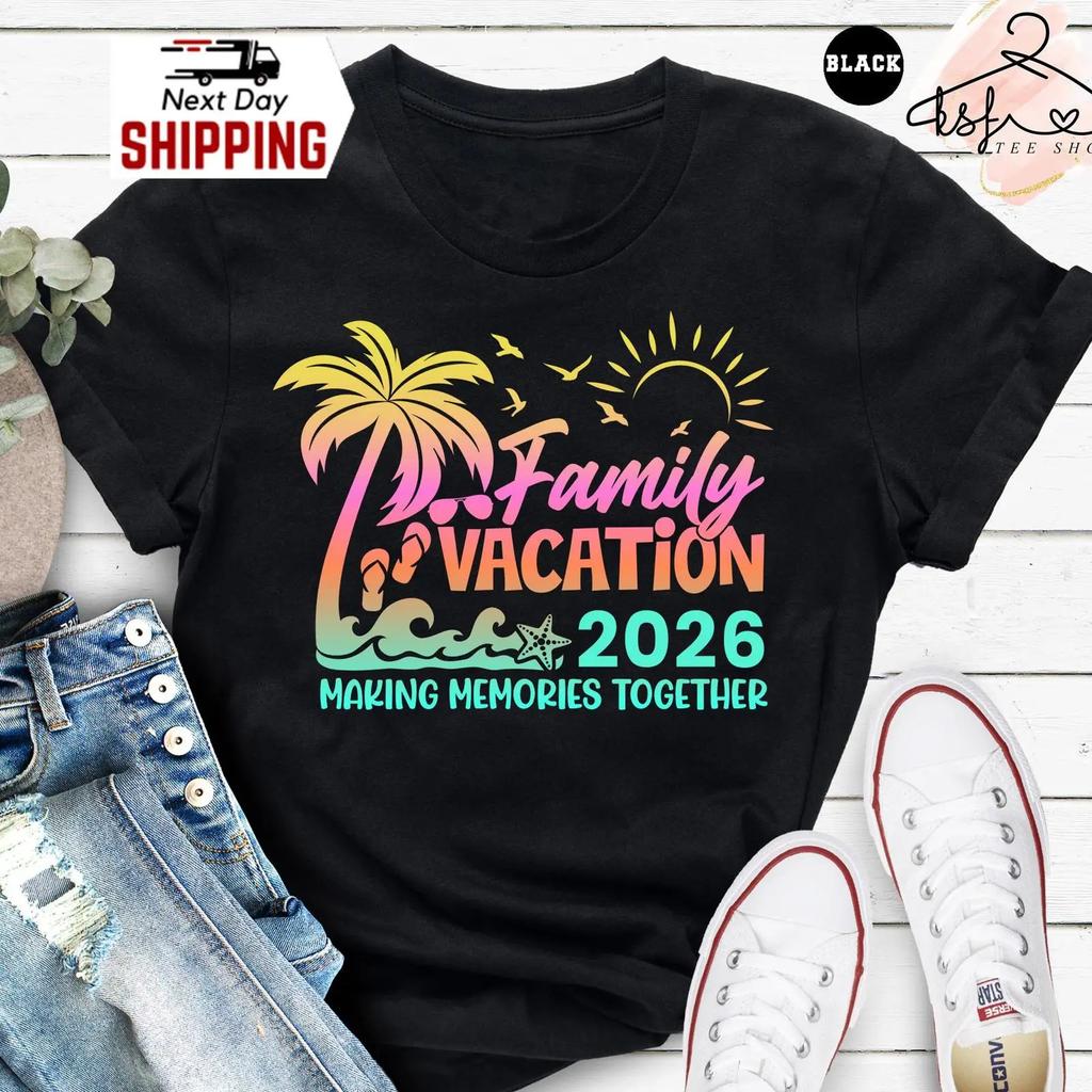 Family Vacation 2026 T Shirt Matching Memories Vintage Versatile Breathable Unisex Top For Everyday Wear Graphic Fashion