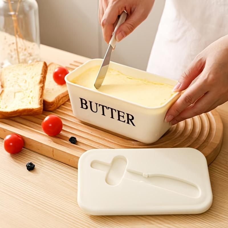 Butter Box with Lid - Airtight Food Storage Container for Butter, spreads, condiments - Clear Lid Window, Space-Saving Kitchen Organizer - Durable