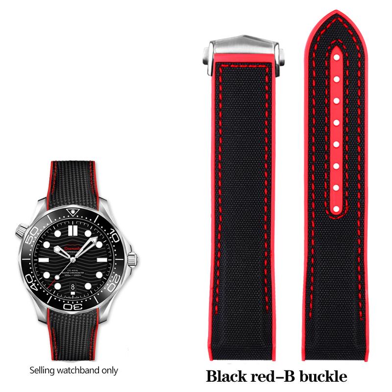 New 20mm 22mm Rubber Silicone Back Blue Watch Strap Nylon Watchband For Omega Seamaster 300 Speedmaster 8900 Planet Ocean Tools