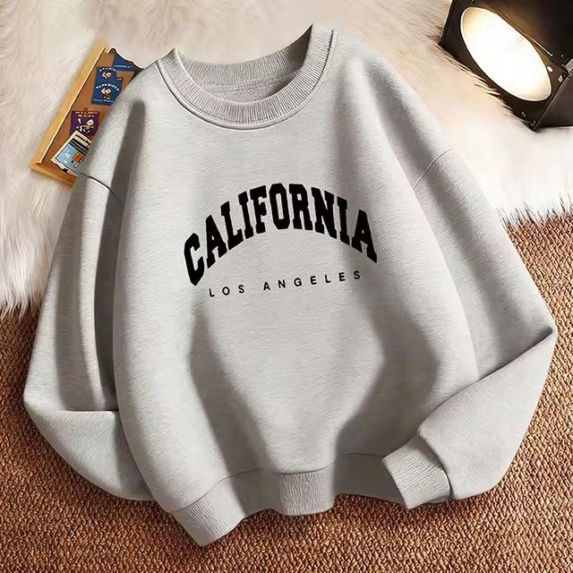 California LA Letter Sportswear Kids Crew Neck Hoodie - Casual Fashion Pullover for Boys