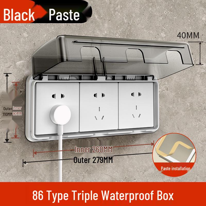 Type 86 Waterproof Bathroom Switch Socket Cover - Transparent Adhesive Splash Box for Power Protection