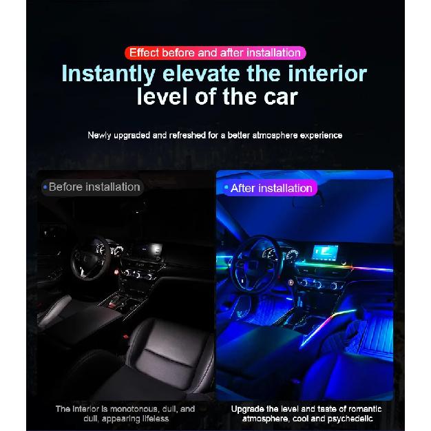 10/14/18 in 1 Led Car Ambient Lights 213 64 Color RGB Symphony Streamer Bluetooth Rainbow Acrylic Strips Atmosphere Lamp Kit 12V