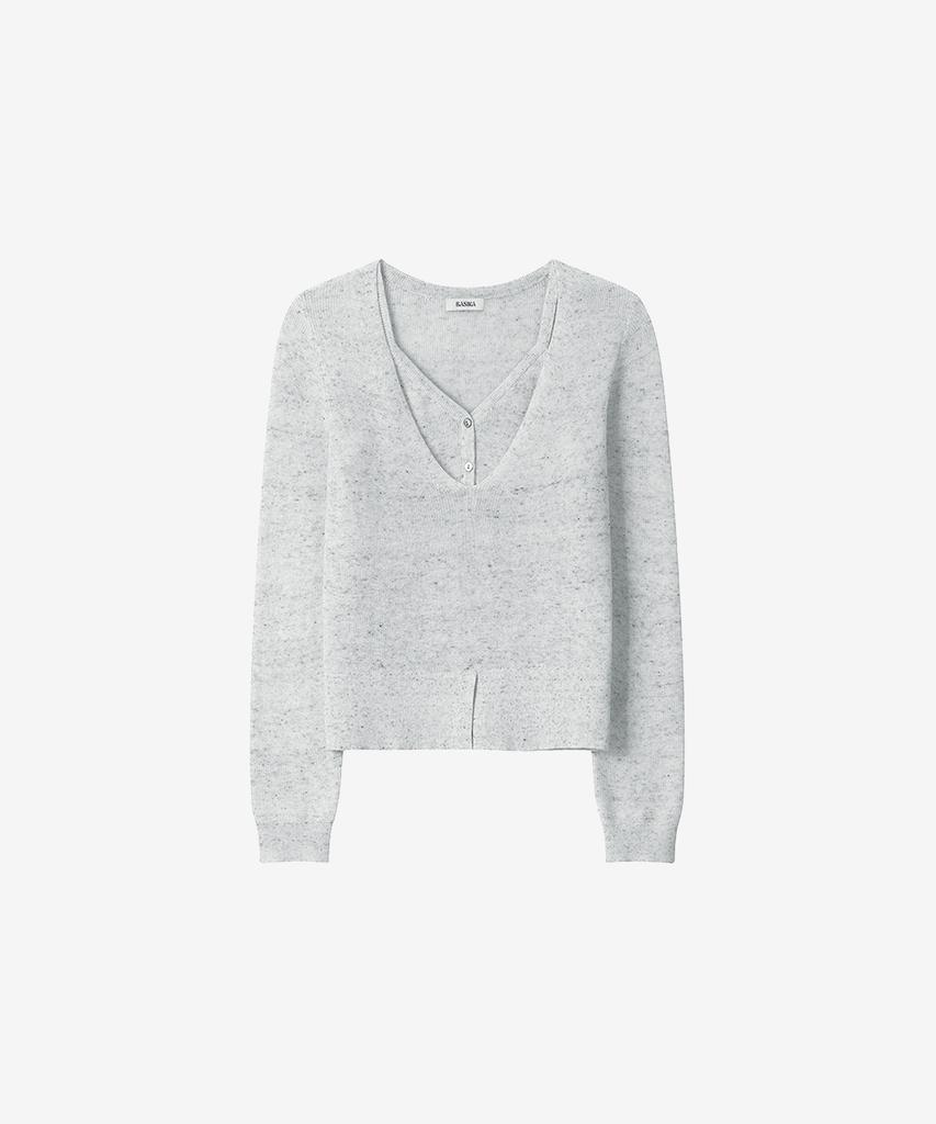 BASIKA Layered Slit Knit (Gray)