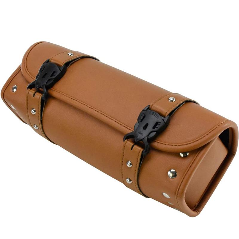 Motorcycle Saddlebags PU Leather Front Fork Tail Tool Bag Luggage Pouch Waterproof for Harley Sportster XL Touring Softail Dyna