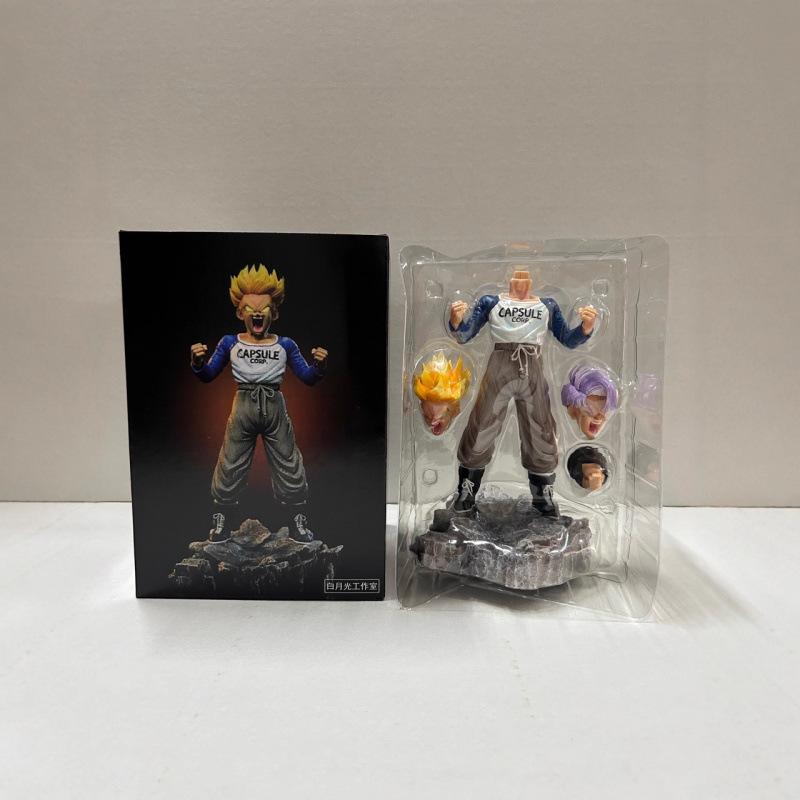 Dragon Ball Crying Trunks Double Head Carving Standing Position Anime Peripheral Figure Model Ornament Table Toy Gifts