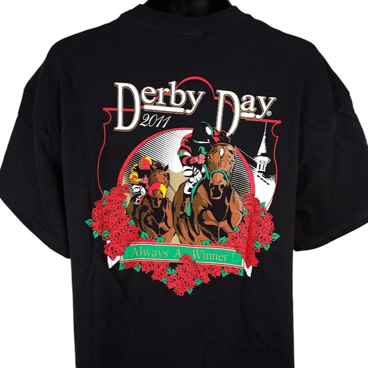 

Kentucky Derby Day 100% Cotton T-shirt Mens Tees Top Mens Size XL Black 2011 Sams Town Las Vegas Casino XL