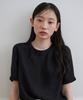 STEP AROUND Crack Half Sleeves Blouse_Black