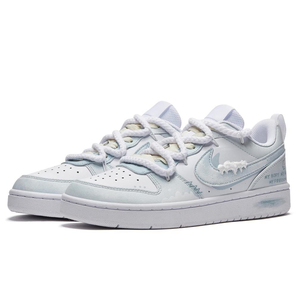 Nike Court Borough Low top Skateboard Shoes Women's Blue White BQ5448-100(Team177-)