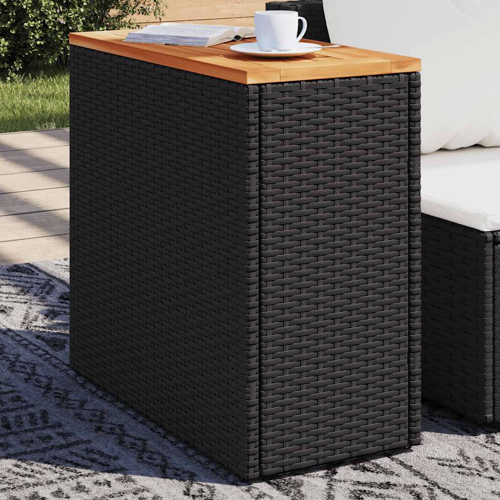 Vidaxl Stolik Ogrodowy Z Drewnianym Blatem, Czarny, 58X27,5X55 Cm