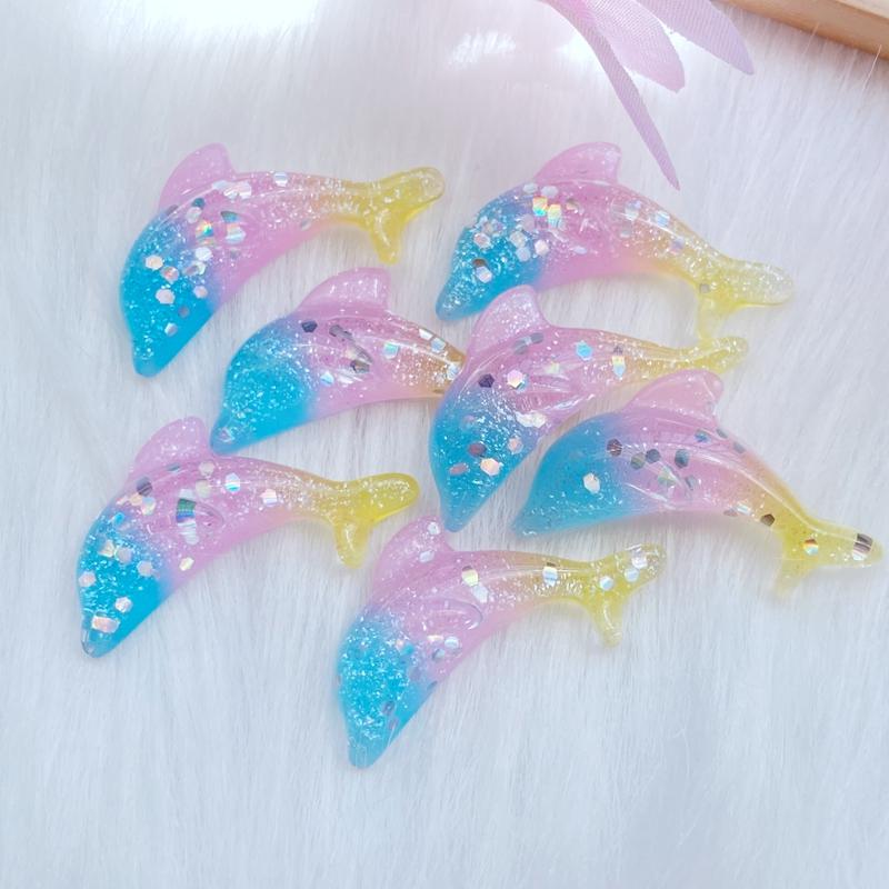

10Pcs New Resin Lovely Mixed Mini Shining Dolphin Flatback Cabochon Scrapbook Kawaii DIY Embellishments Accessories W03