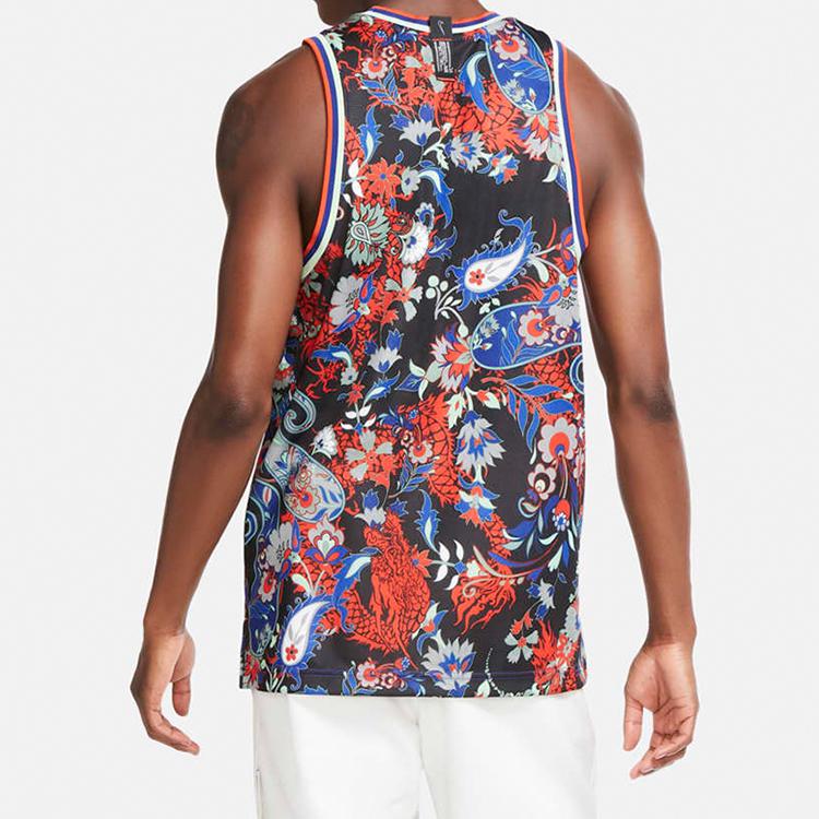 Nike Dragon Totem Print Embroidered Logo Fitted Basketball Vest Men Tops Multicolor CK6302-457