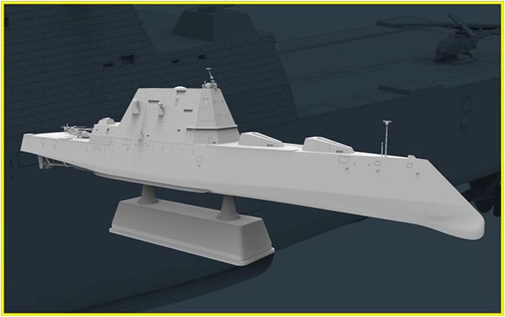 Flyhawk 1/700 Scale US Navy Guided Missile Destroyer USS Zumwalt DDG-1000 Plastic Model Kit, FLYFH1175, Molded In Color