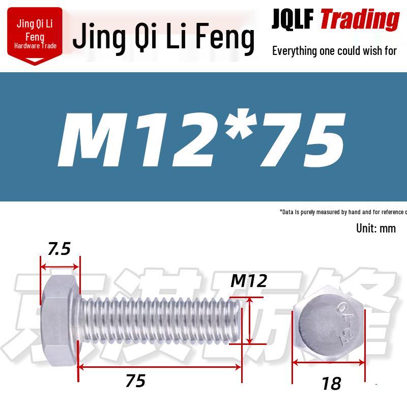201 Stainless Steel Hex Head Full Thread Bolt: Wear & Corrosion Resistant, M4-M14 for Aerospace Machinery