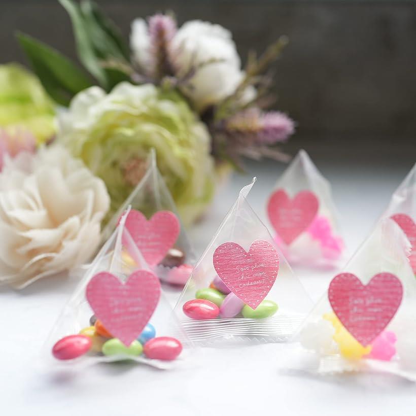 Colorful chocolate konpeito petit gift tetra pack mix 25 pieces each heart seal.