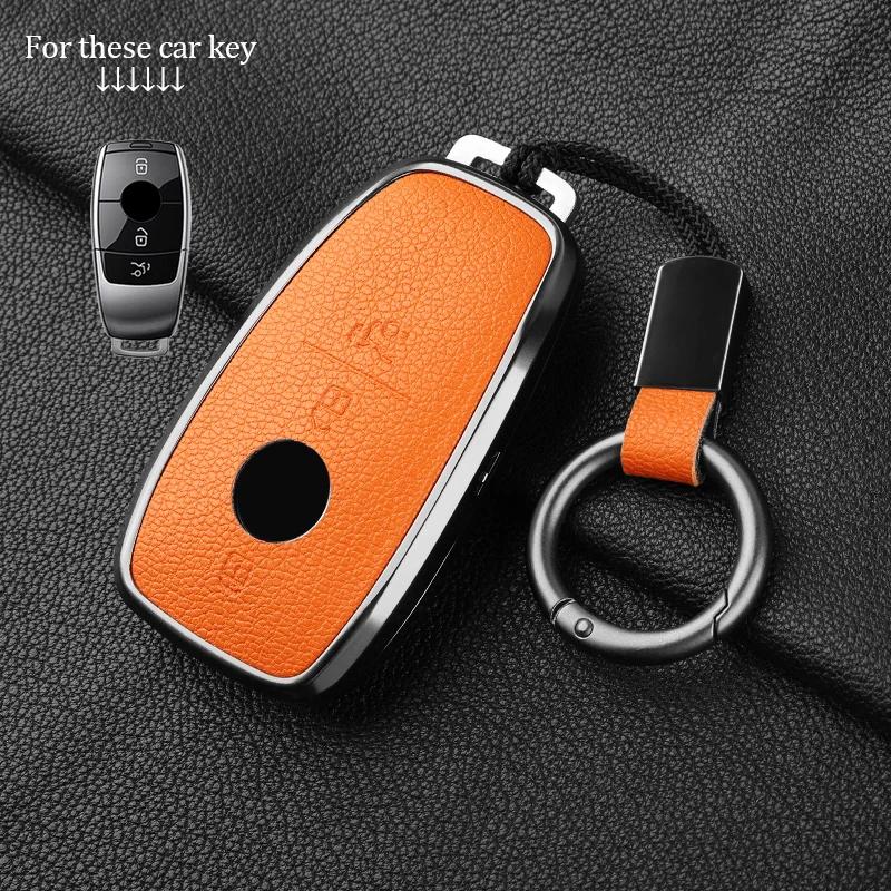 Metal And Leather Car Key Case Cover For Mercedes Benz W176 W177 W205 W206 W212 W213 W222 W223 W167 463 X166 A C E S G Cls Class