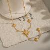 Collier Y-Chain à pampilles étoile à huit branches élégante Xia Ling, Acier inoxydable, Plaqué or 18 carats, Bijou polyvalent pour femmes