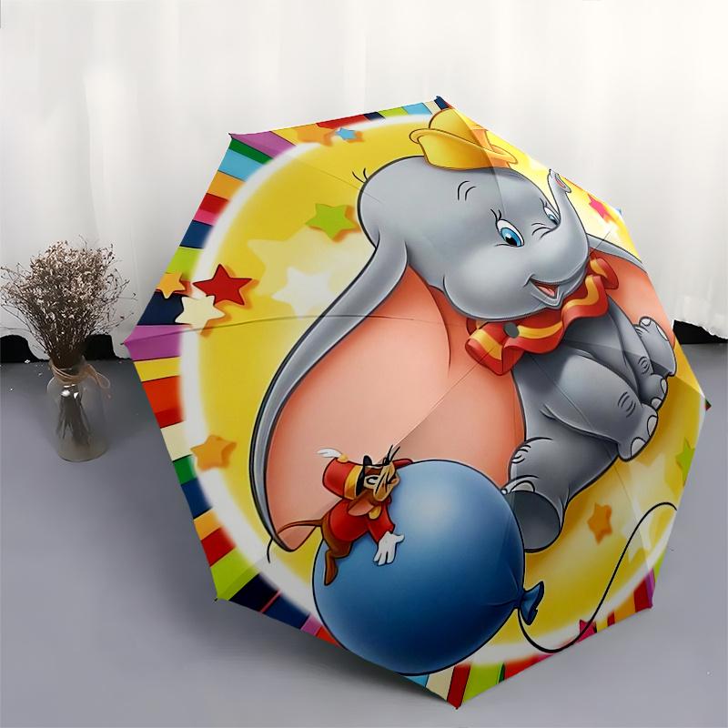 Dumbo,Elephant,Circus Fashion Umbrella, Automatic Opening and Closing Cartoon Design, Iron Ribs and Handle, 8 Ribs, Suitable for All Occasio