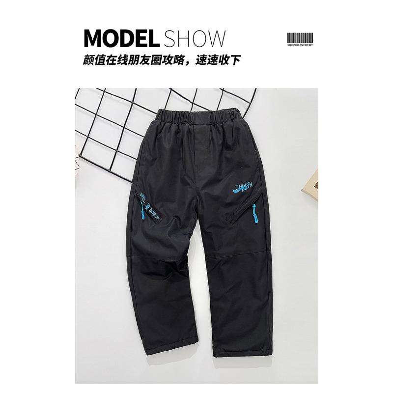 Kids Fleece Lined Windproof Warm Outdoor Casual Sports Pants For Boys And Girls