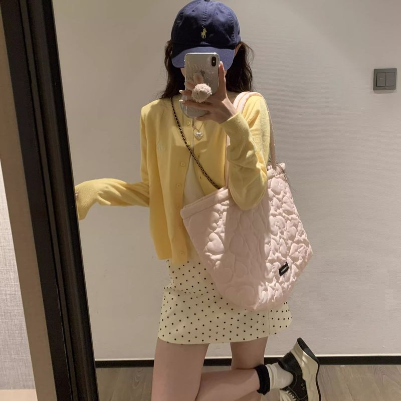 

Lazy Milky Yellow Cardigan Fancy Gentle Fake Two-Piece Yellow S