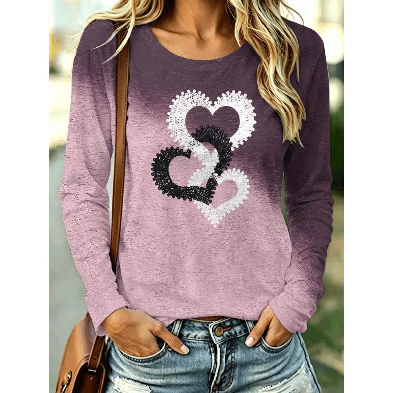 Fashion Women's Crew Neck Long Sleeve 3D Casual Color Printing Casual Short Sleeve Crew Neck T-Shirt
